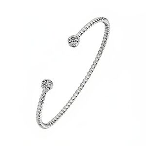 Sterling Silver 1ct Moissanite Diamond Beaded Cuff Bracelet